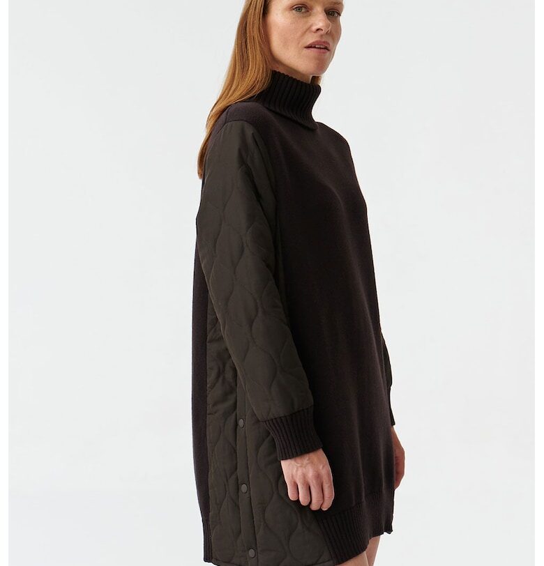 Рокля тип пуловер Ina с поло - Тъмнокафяв Tatuum