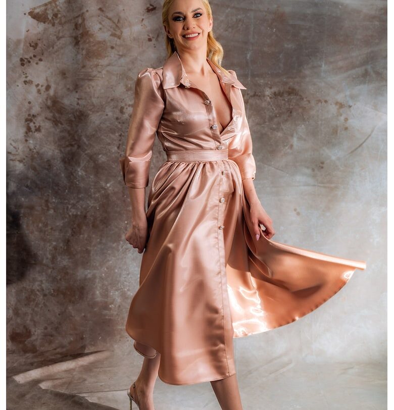 Рокля тип риза Alena - Светлокафяв MIAU by Clara Rotescu