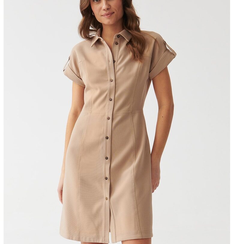 Рокля тип риза Fila с къси ръкави - Бежов Tatuum