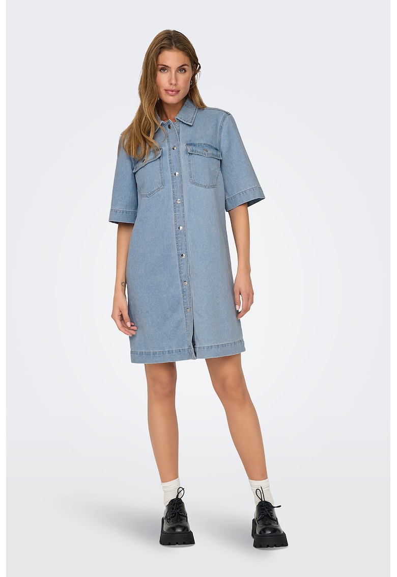 Рокля тип риза от деним - Прашно синьо Only