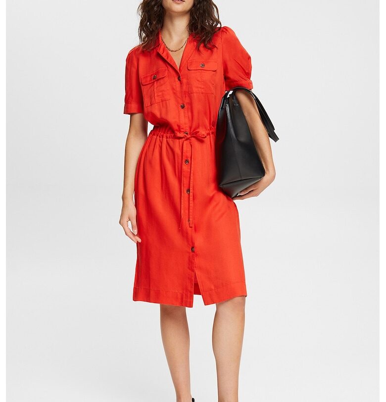 Рокля тип риза от лиосел с връзка - Мандарина Esprit