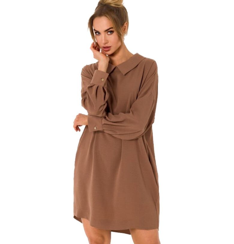 Рокля тип риза с верига - Кафяв MOE