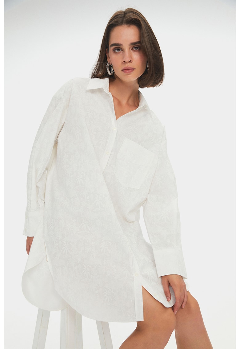 Рокля тип риза с джоб - Бял June
