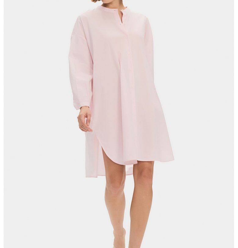 Рокля тип риза с джобове - Бледо розово June