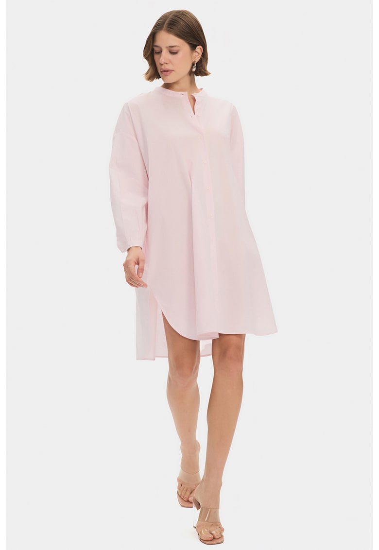 Рокля тип риза с джобове - Бледо розово June