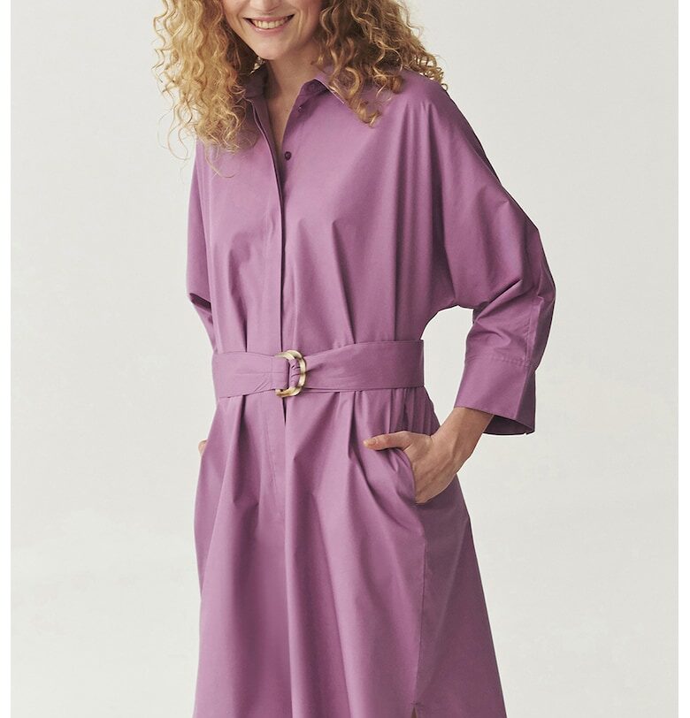 Рокля тип риза с колан - Лилав Tatuum