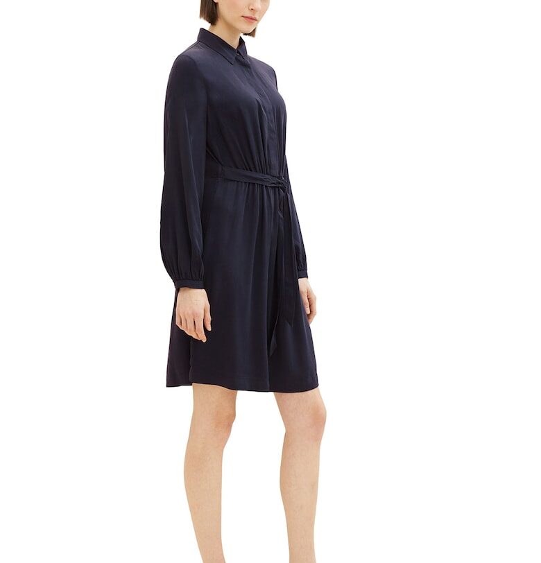 Рокля тип риза с колан - Ултрамарин синьо Tom Tailor