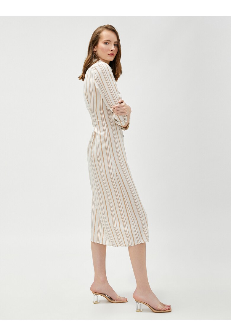 Рокля тип риза с лен - Бежов KOTON