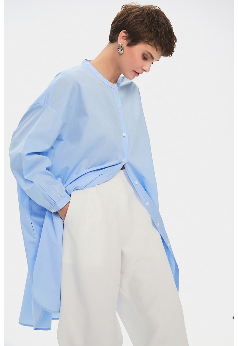 Рокля тип риза с паднали ръкави - Пастелносин June