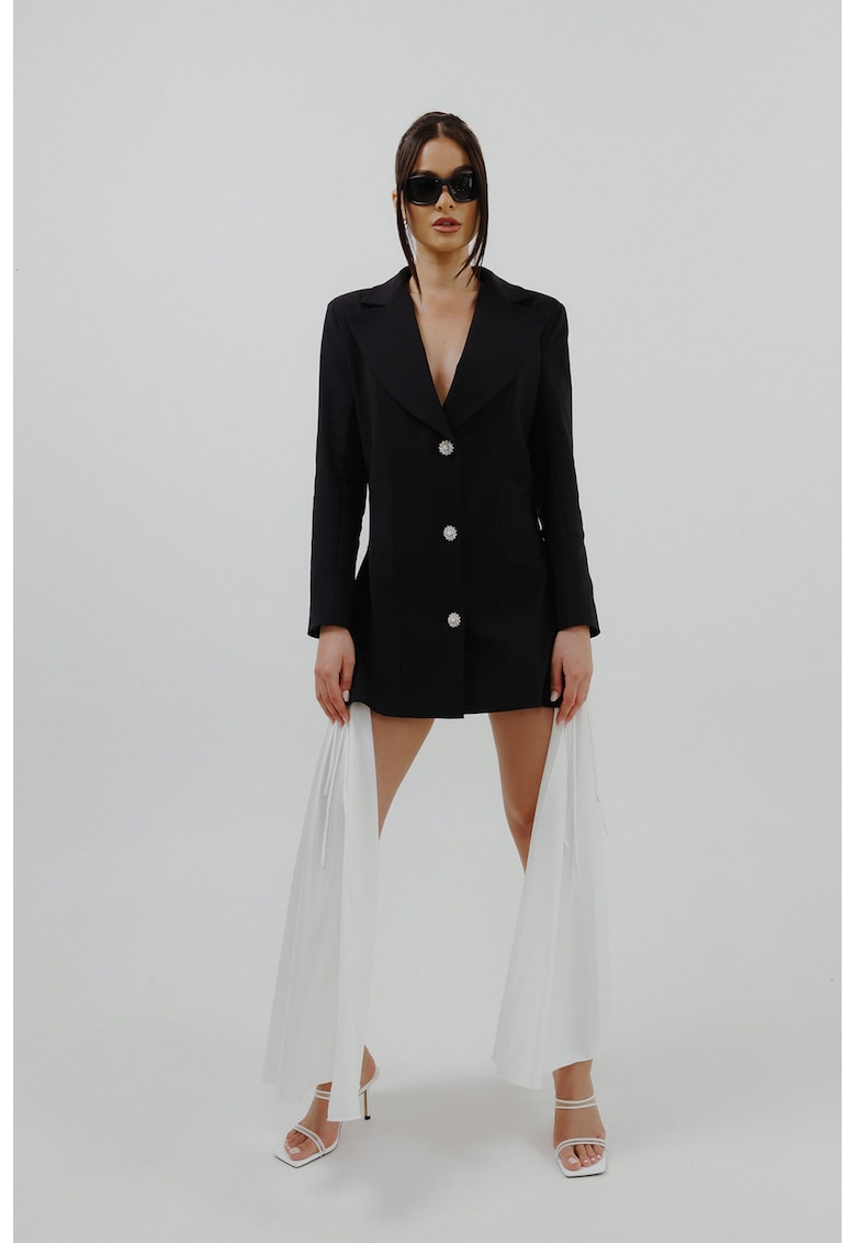 Рокля тип сако детайли встрани - Бял/Черен Cactus the Brand