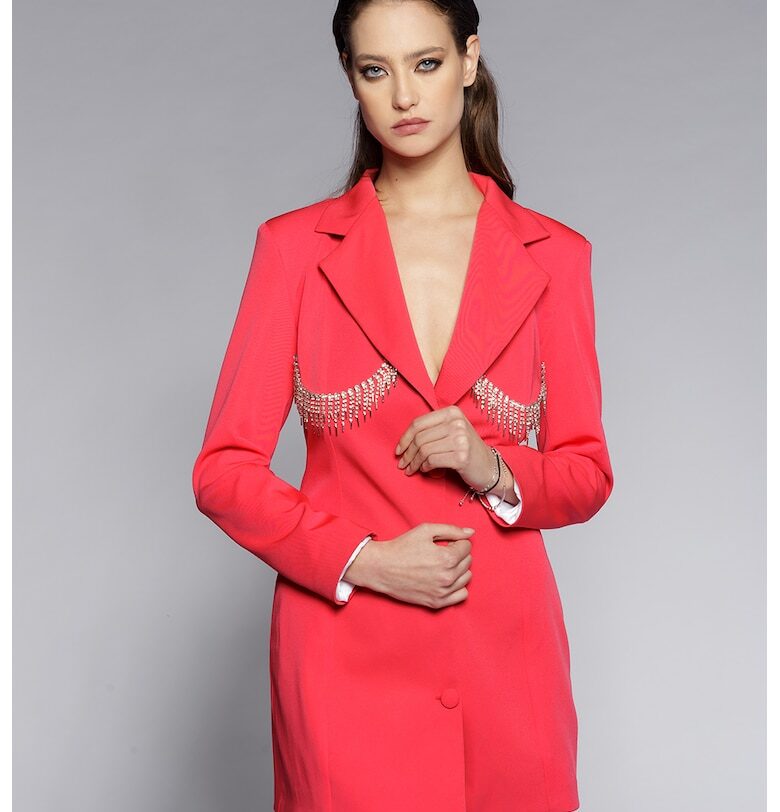 Рокля тип сако с гол гръб - Фуксия Cactus the Brand