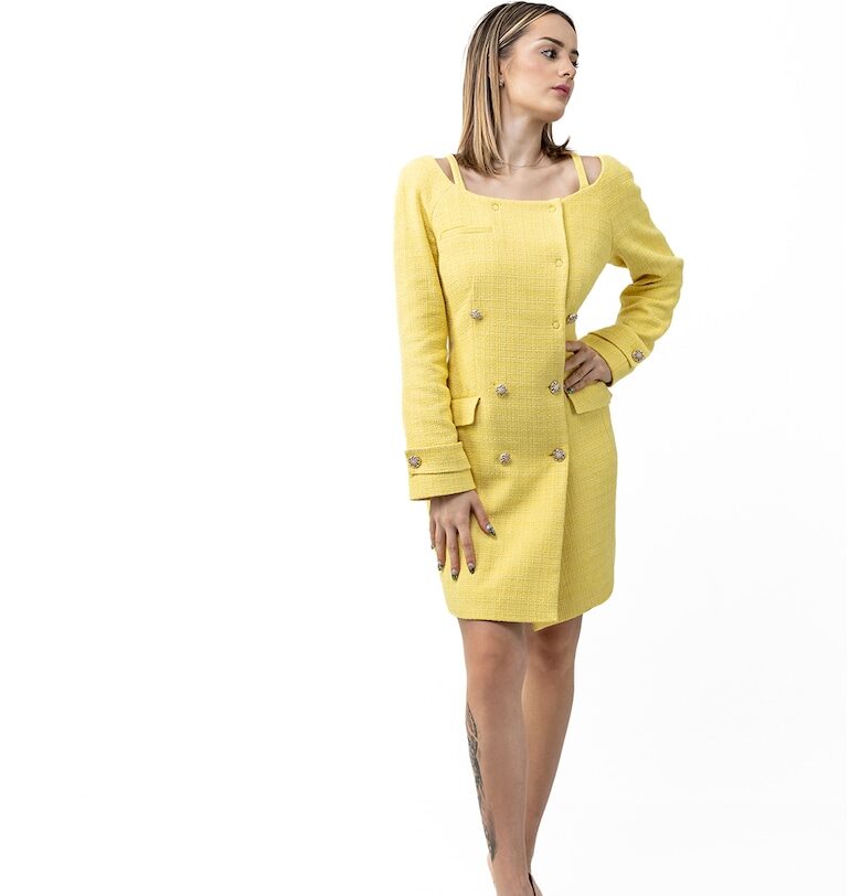 Рокля тип сако с двуредно закопчаване - Жълт SILVY ROWSON