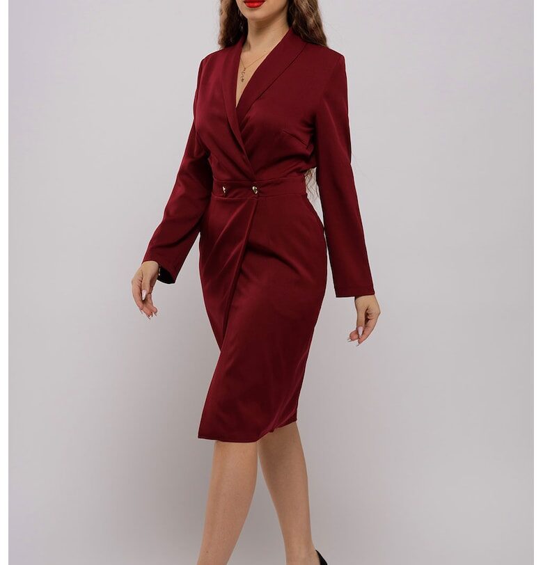 Рокля тип сако с джобове - Бордо CAMISSI