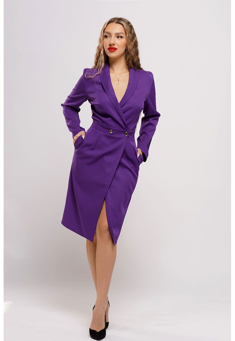 Рокля тип сако с джобове - Виолетов CAMISSI