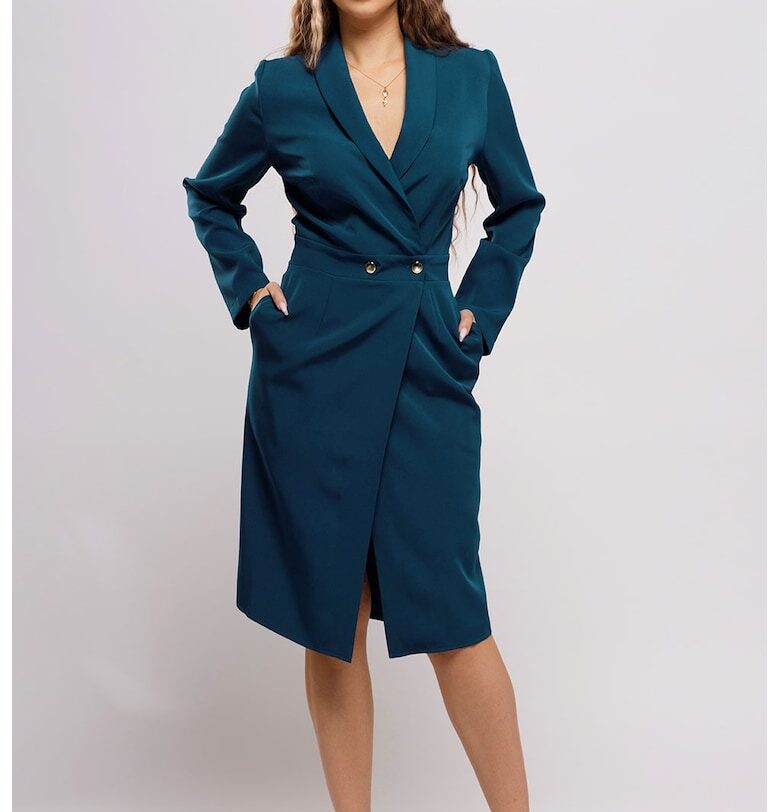 Рокля тип сако с джобове - Петролно синьо CAMISSI