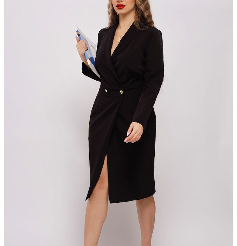 Рокля тип сако с джобове - Черен CAMISSI