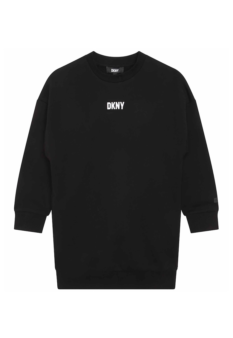 Рокля тип суитшърт с лого - Бял/Черен DKNY