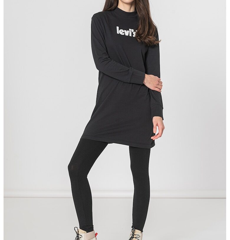 Рокля тип суитшърт с лого - Бял/Черен Levis