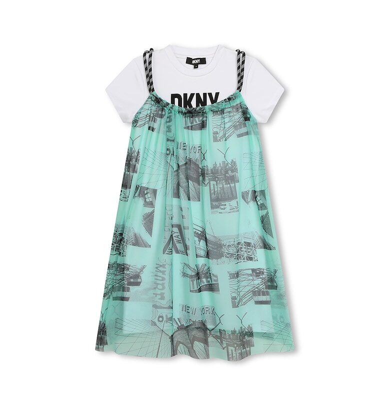 Рокля тип тениска с външен слой - Бял DKNY