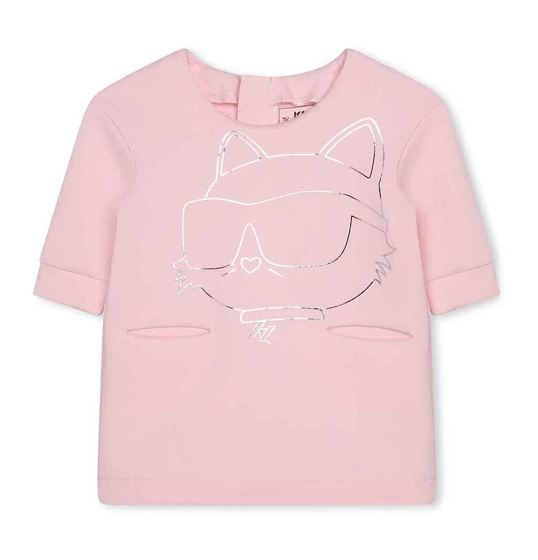 Рокля тип тениска с лого - Пастелнорозов KARL LAGERFELD KIDS