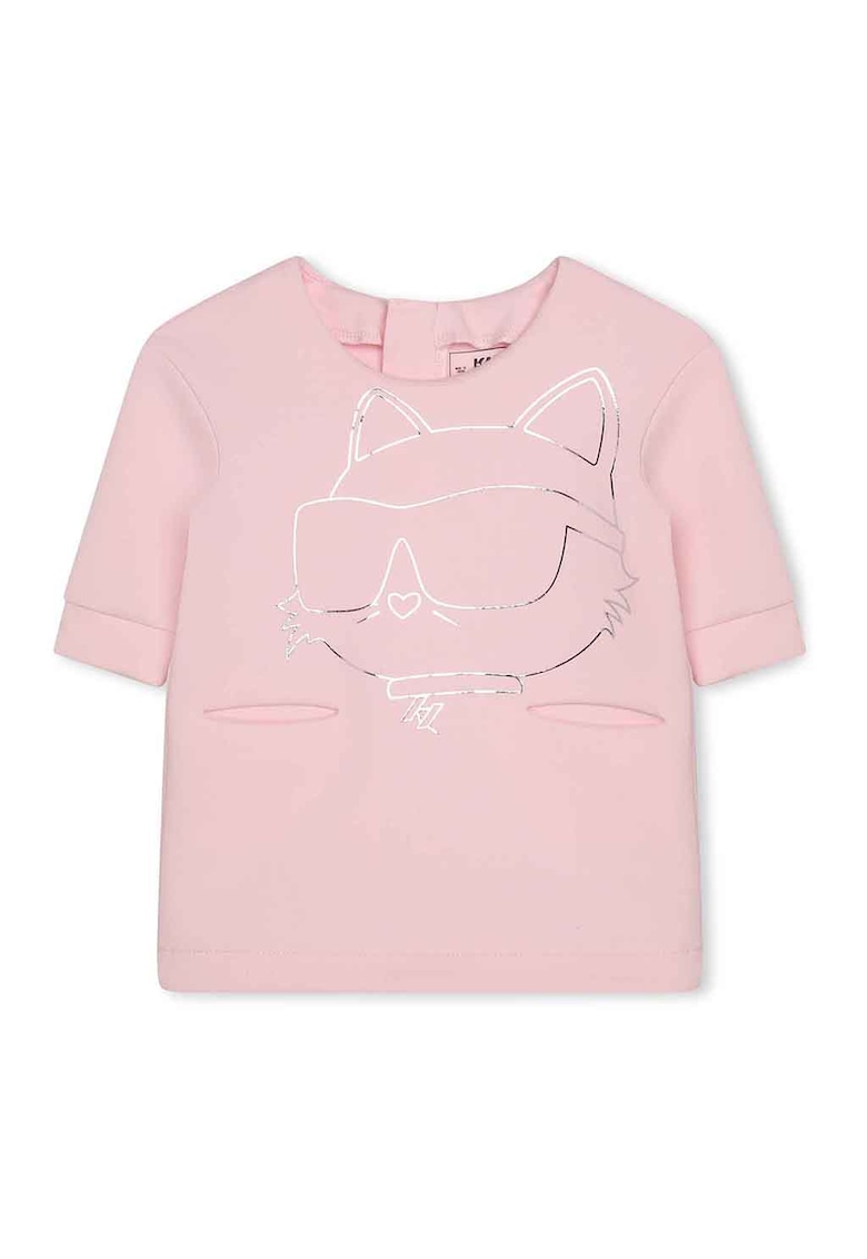 Рокля тип тениска с лого - Пастелнорозов KARL LAGERFELD KIDS