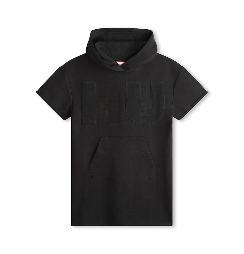 Рокля тип худи с джоб кенгуру - Черен HUGO