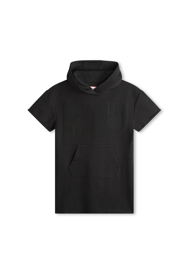 Рокля тип худи с джоб кенгуру - Черен HUGO