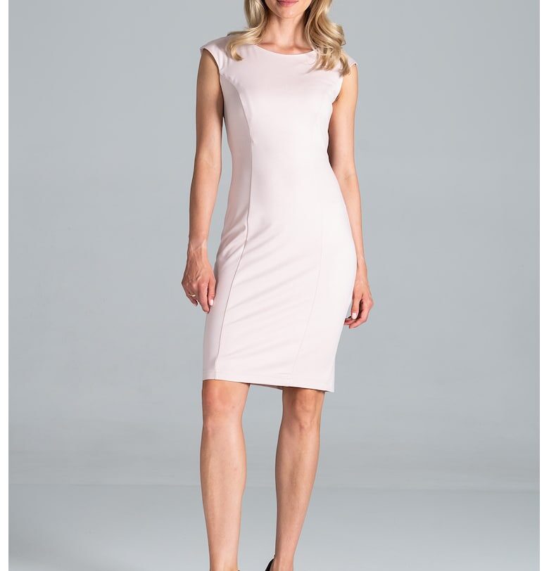 Рокля тип „молив“  M834 - без ръкави - розова - полиестер Figl