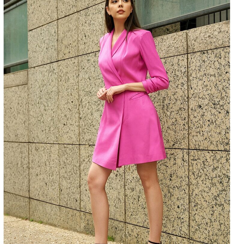 Рокля топ сако с 3/4 ръкави - Светлорозов AVENUE No29