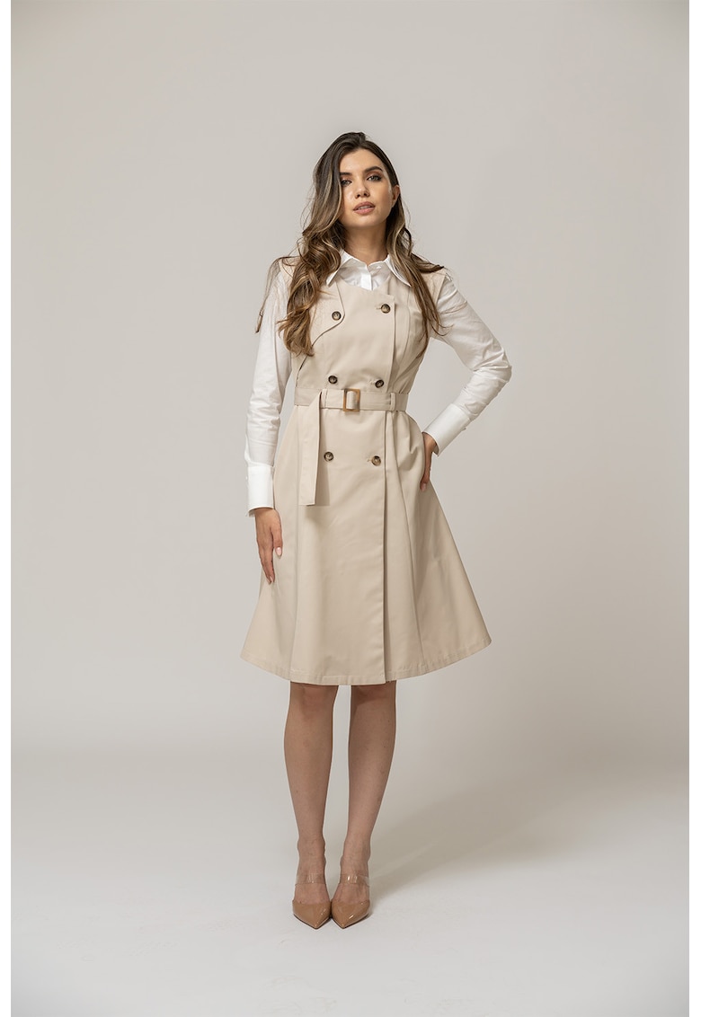 Рокля-тренч Carol без ръкави - Светло бежово Hermosa