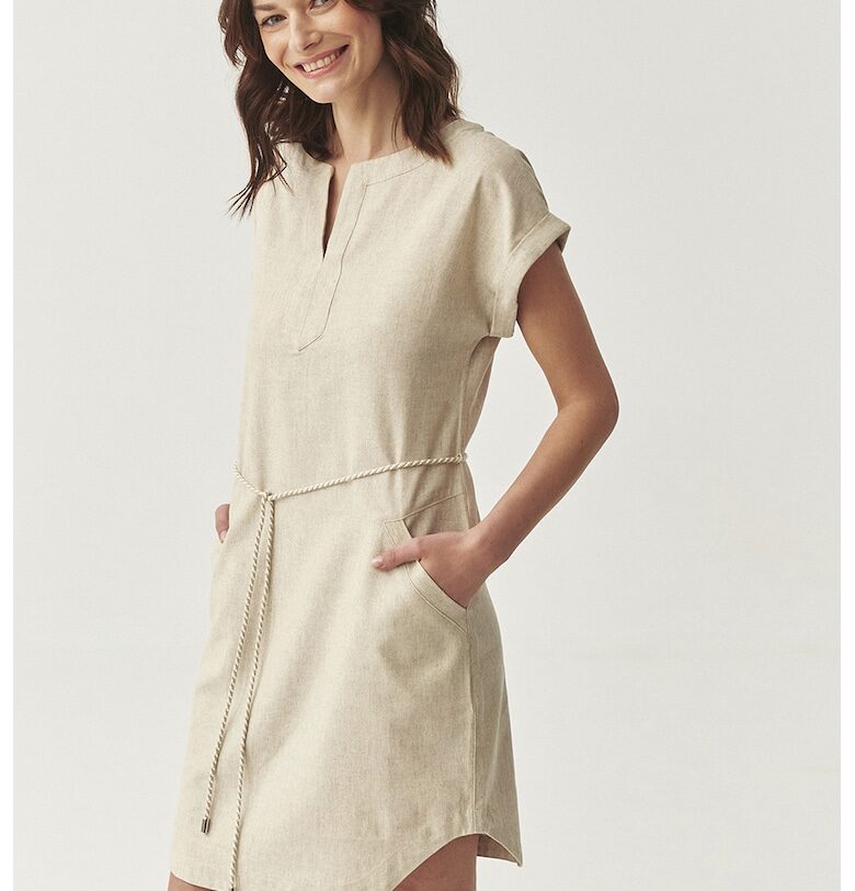 Рокля-туника с лен - Светло бежово Tatuum