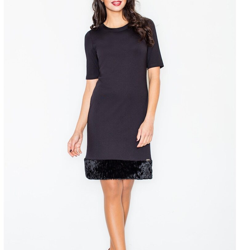 Рокля  черна - вискоза - къс ръкав Figl