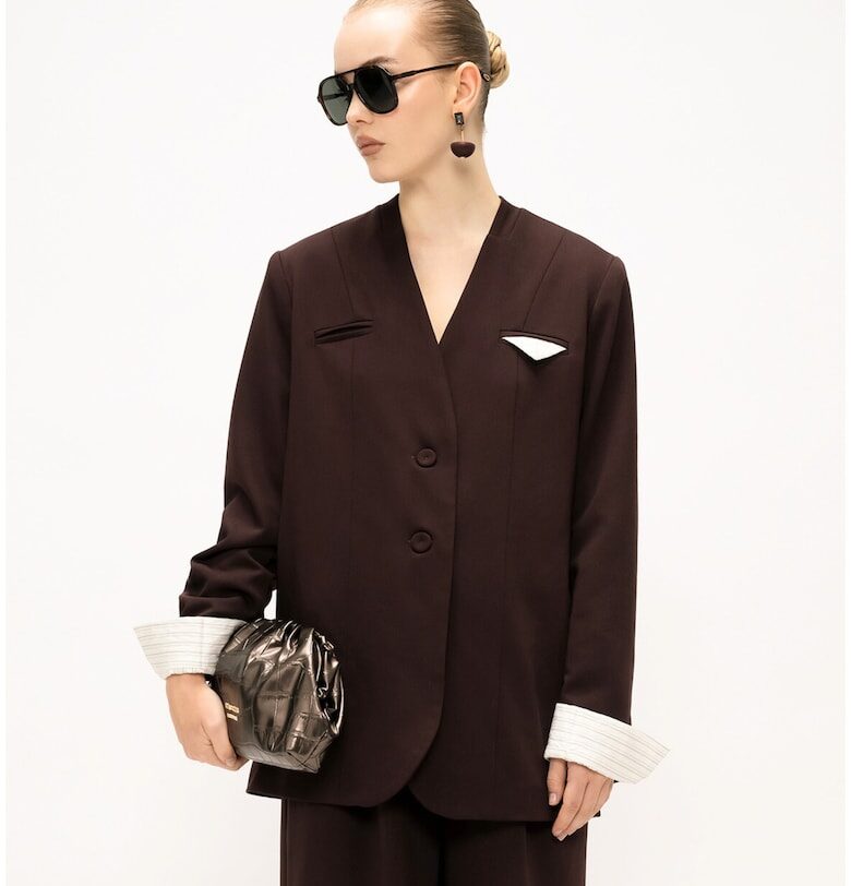 Сако Elora с контрасти - Коняк кафяв Marc Ellis