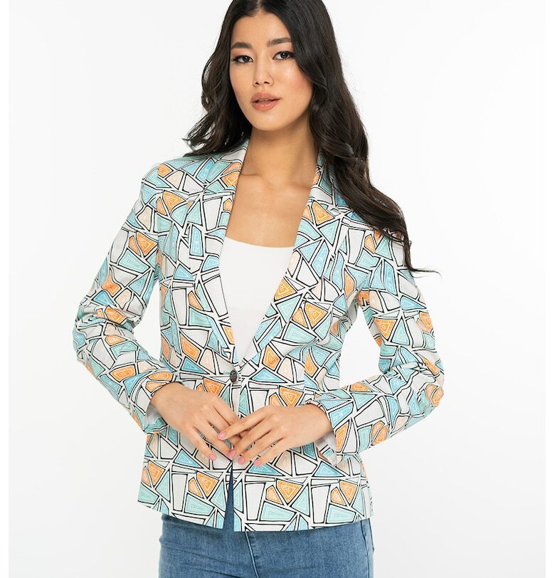 Сако Maddy с принт - Оранжев/Ледено синьо Hermosa