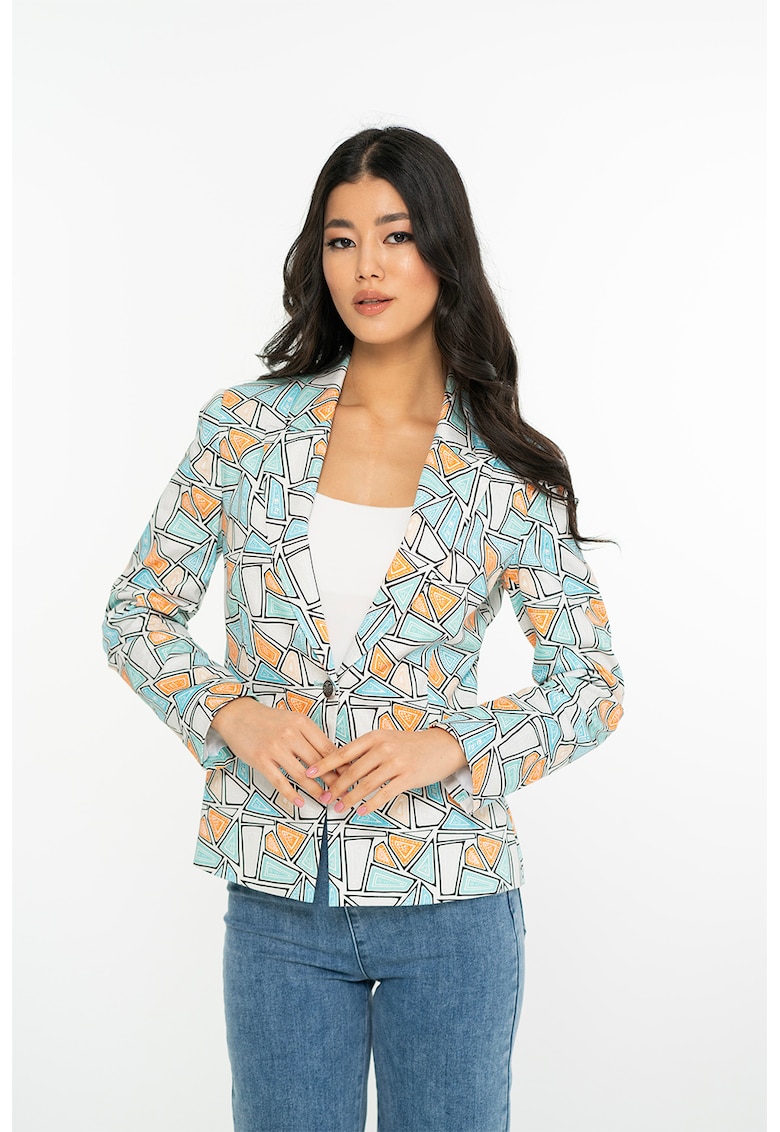 Сако Maddy с принт - Оранжев/Ледено синьо Hermosa