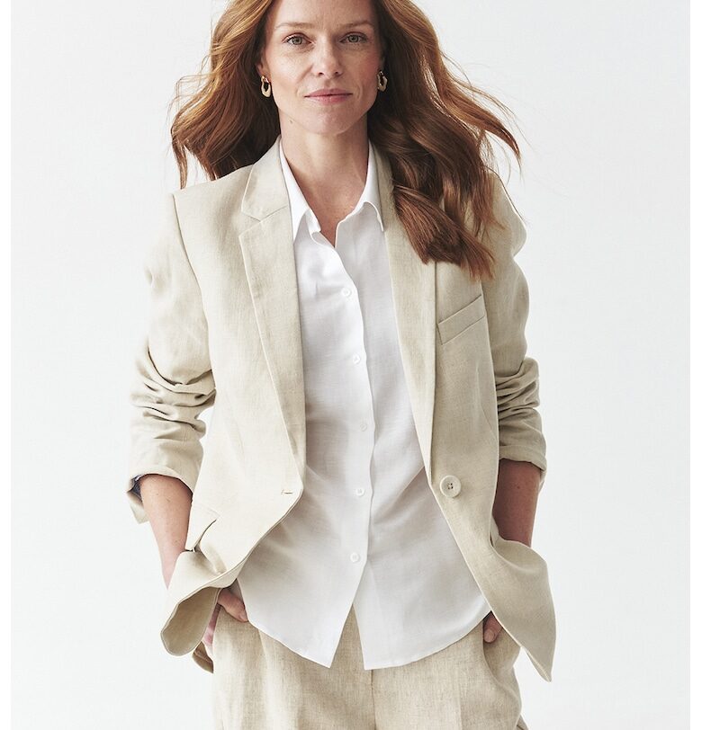 Сако от лен с джобове с капачета - Светло бежово Tatuum