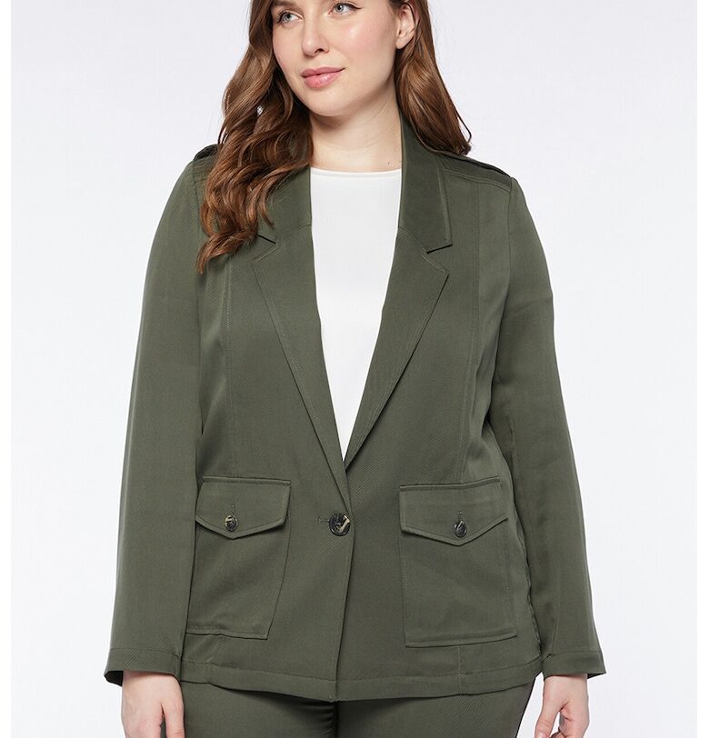 Сако от лиосел с джобове с капаче - Каки Fiorella Rubino