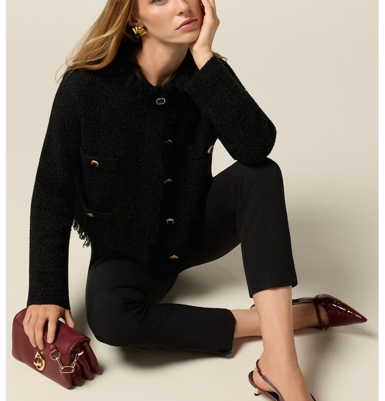 Сако от туид с копчета - Черен Oltre