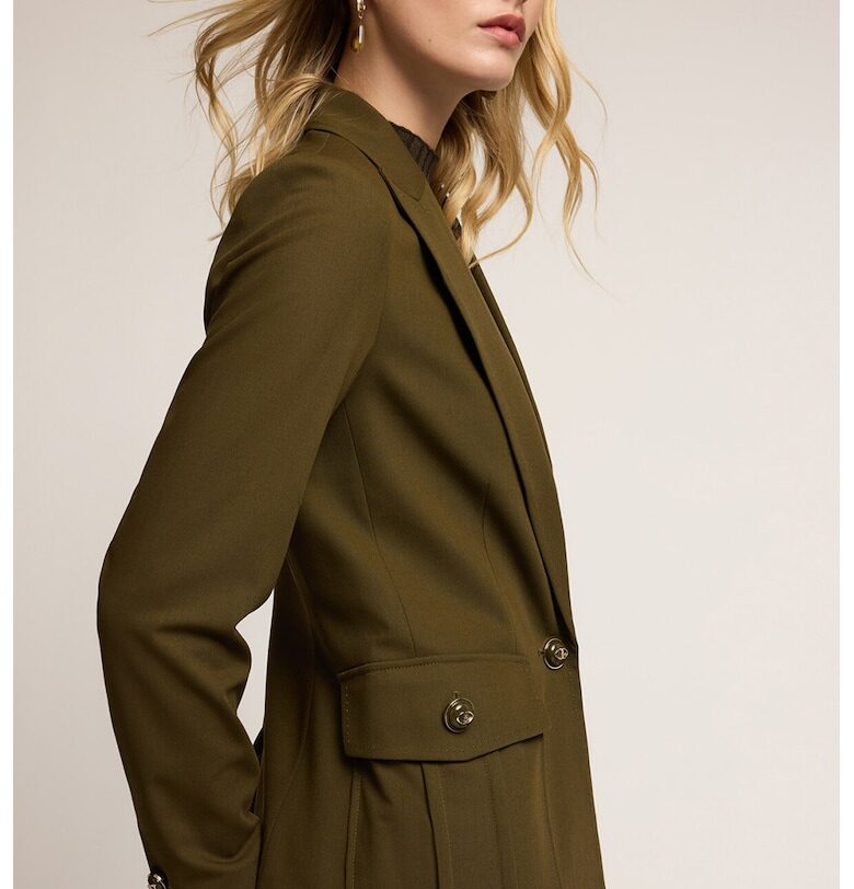 Сако с вълна с раздвоен ревер - Тъмно каки Motivi