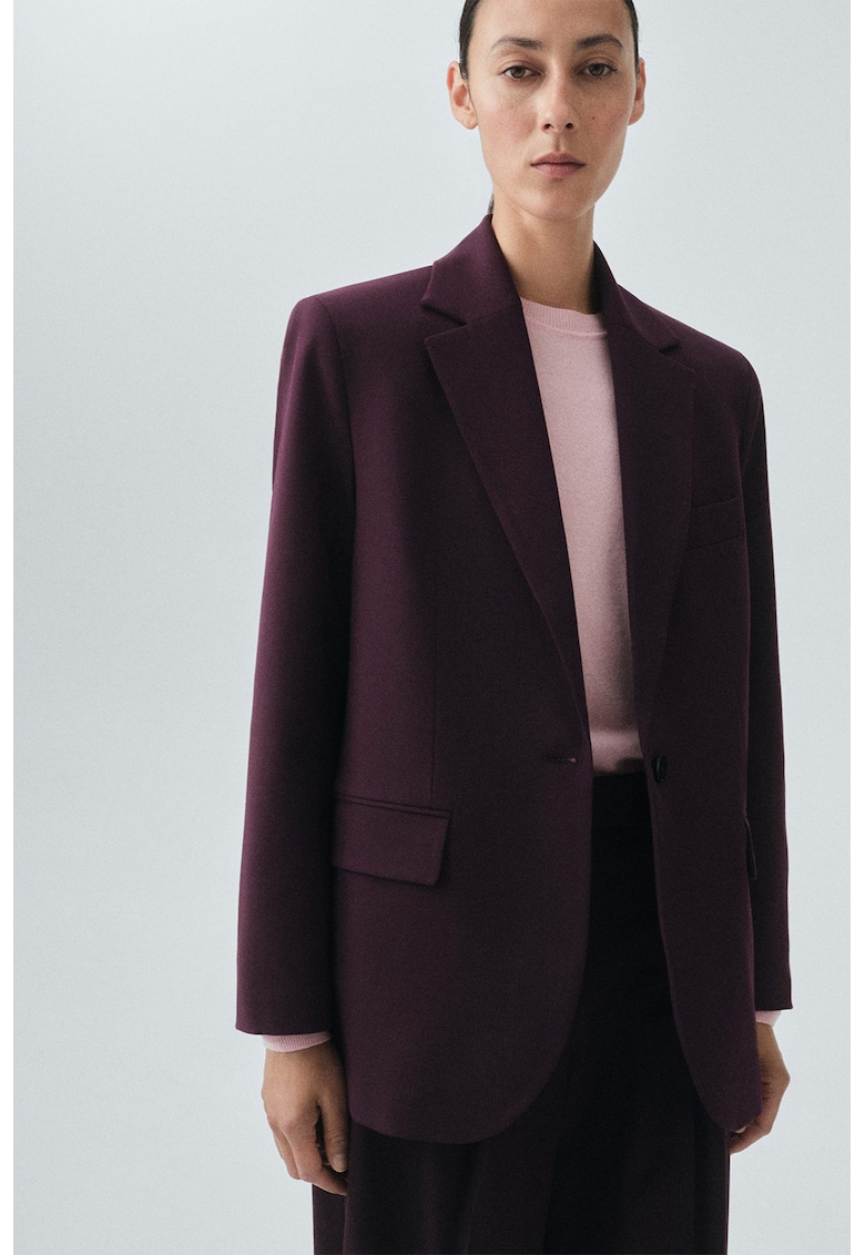 Сако с вълна с шлиц - Тъмновиолетов Mango