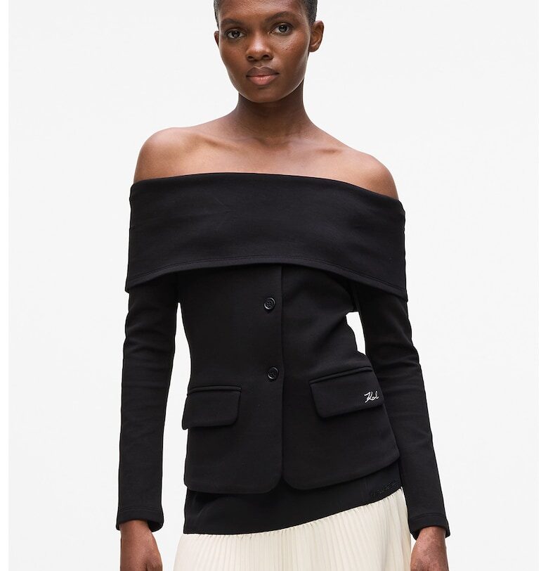 Сако с голи рамене - Черен Karl Lagerfeld