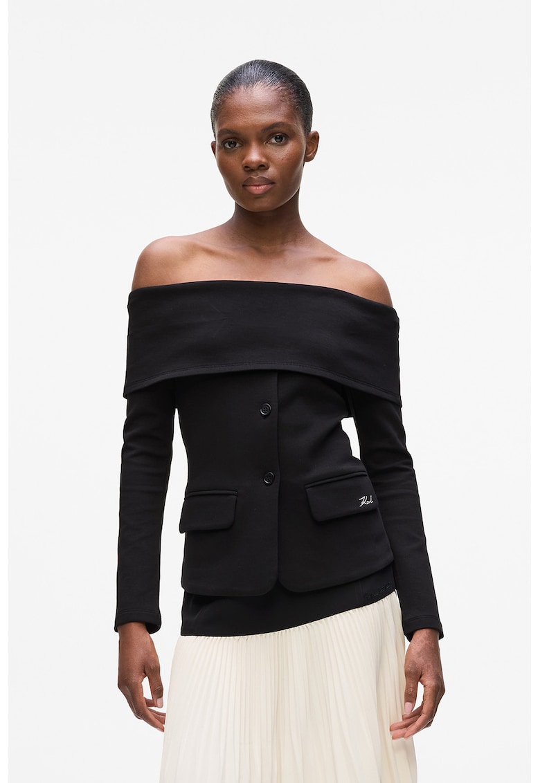 Сако с голи рамене - Черен Karl Lagerfeld