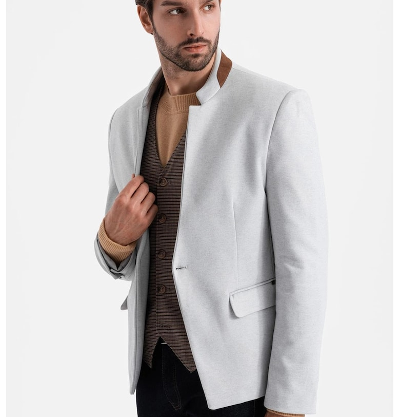 Сако с джобове с капаче - Светлосив меланж OMBRE