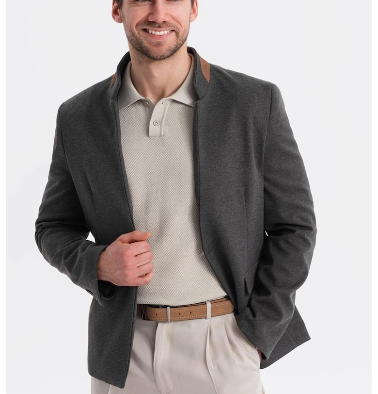 Сако с джобове с капаче - Черен меланж OMBRE