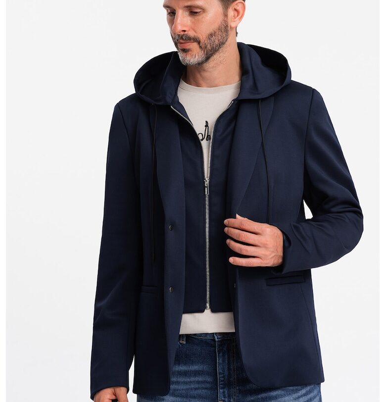 Сако с качулка - Тъмносин OMBRE