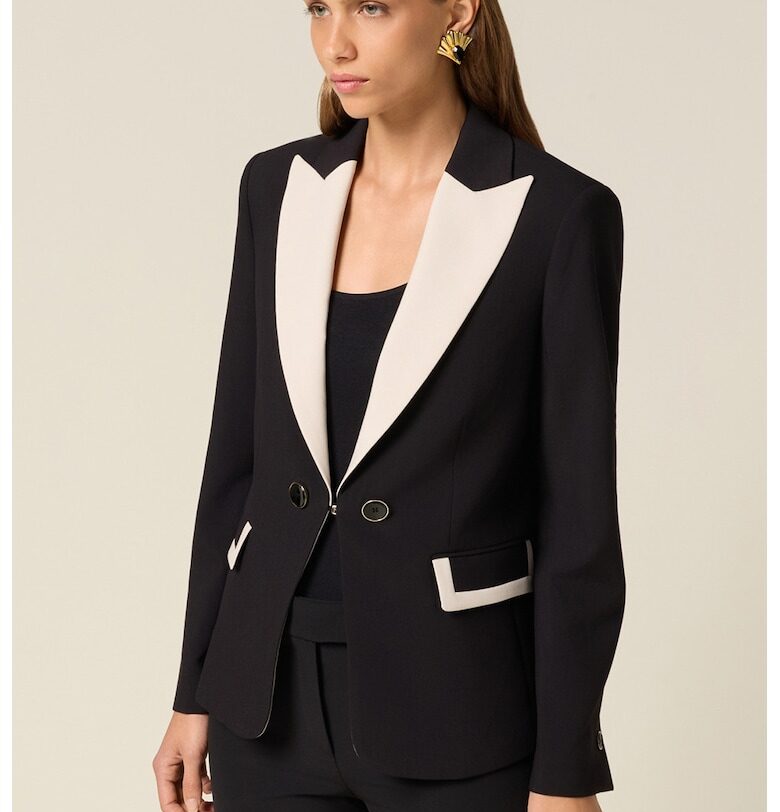 Сако с контрасти - Черен/Мръснобял Oltre