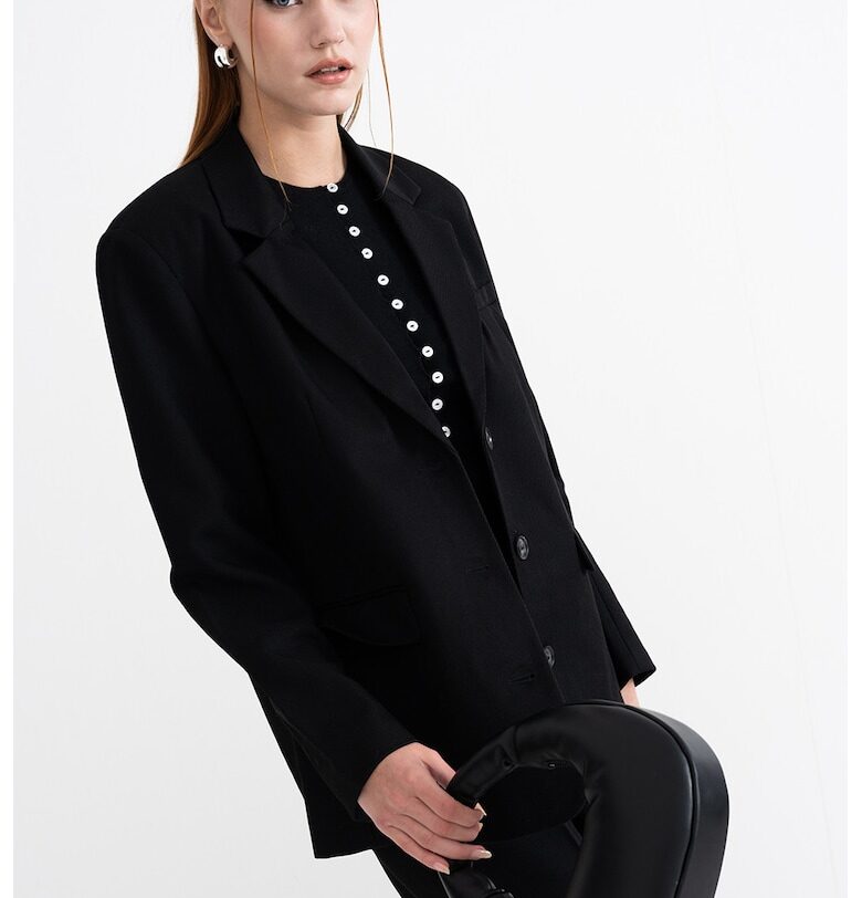 Сако с копчета и джобове с капаче - Черен Gina Tricot