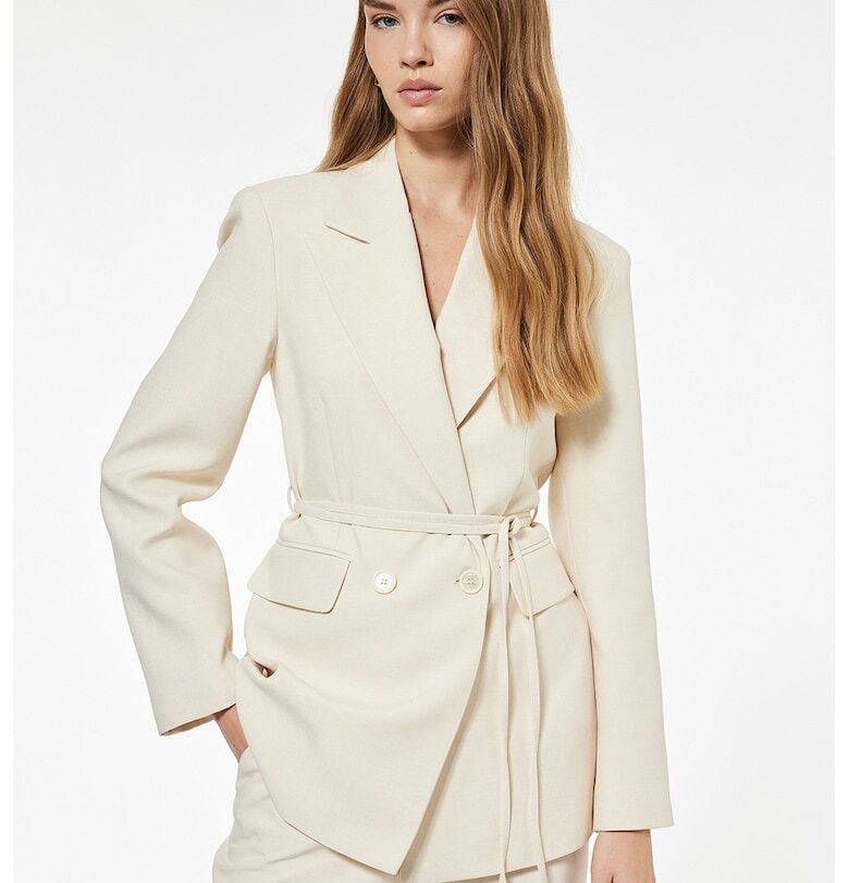 Сако с копчета и колан - Мръснобял KOTON