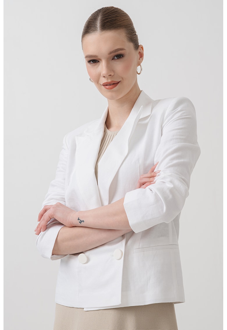 Сако с лен и памук - Бял ARMANI EXCHANGE