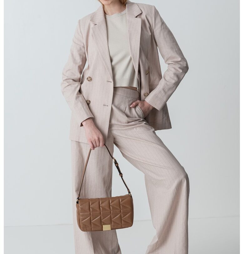 Сако с лен на райе - Бежов United Colors of Benetton